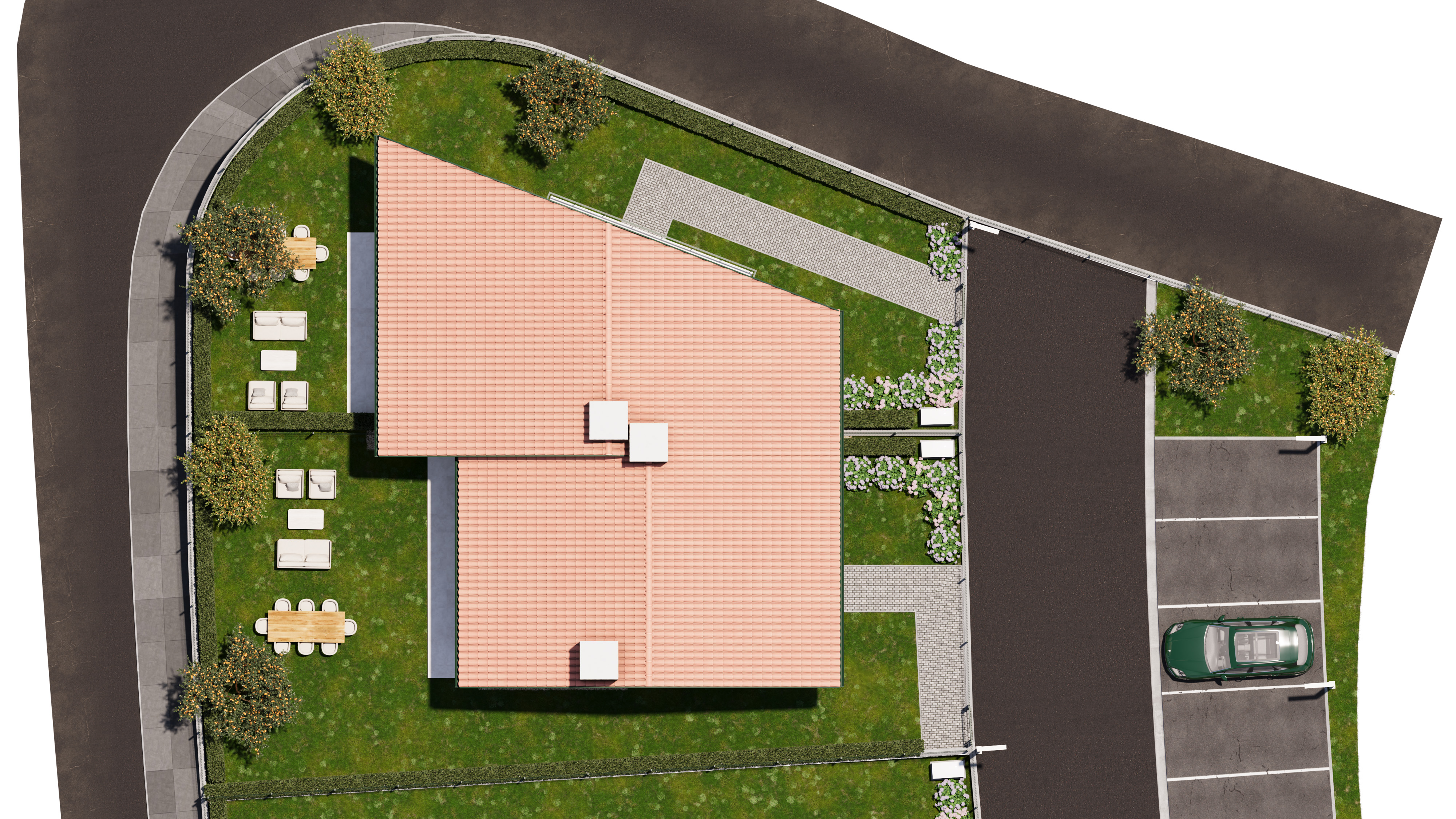 Modelo Chalet 06 — parcela y cubierta