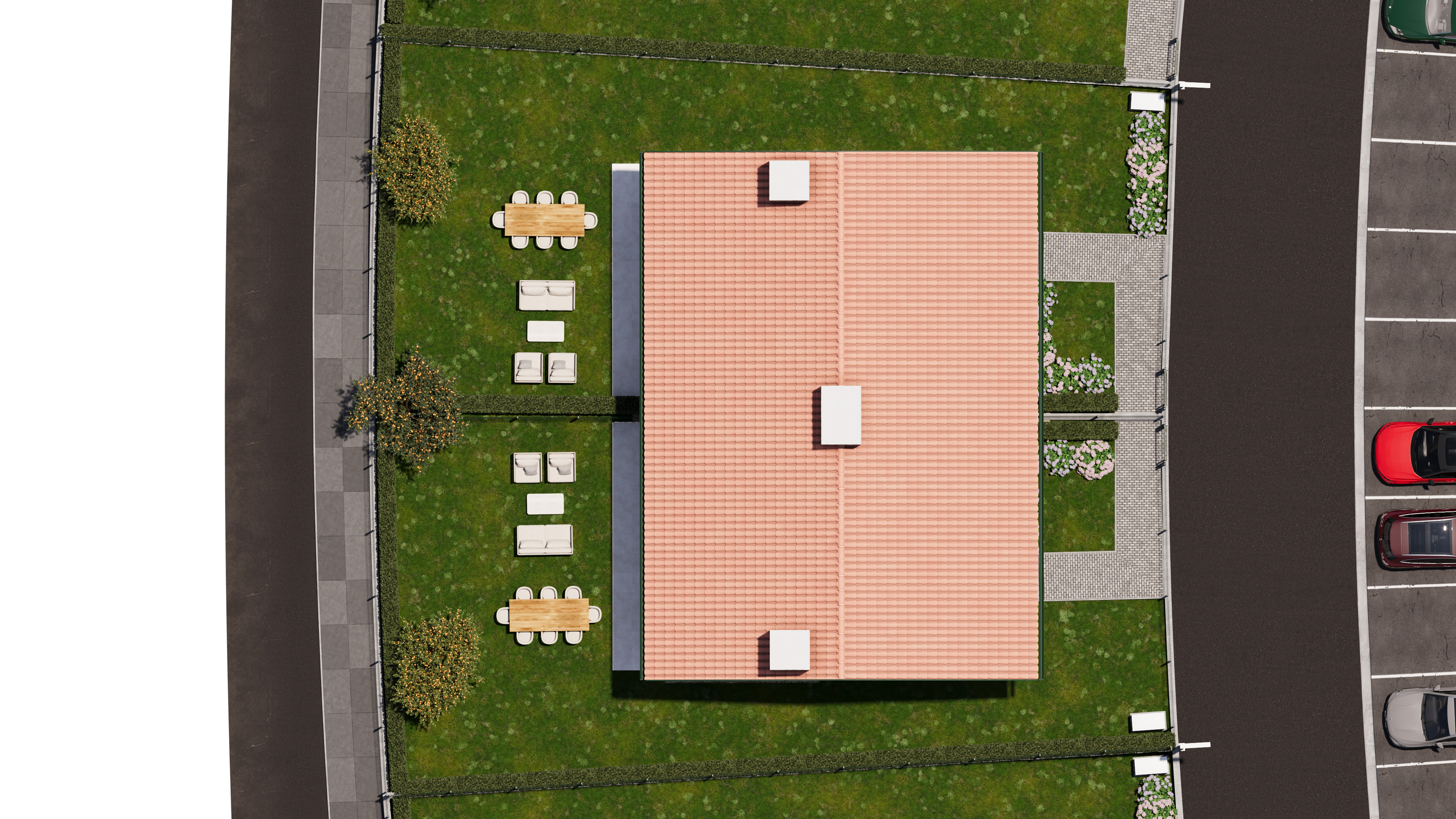 Modelo Chalet 04 — parcela y cubierta
